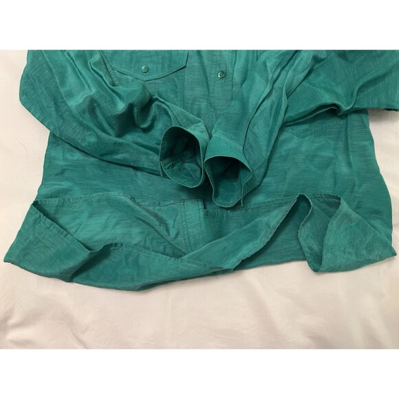 Vintage Royal Silk Le Shirt Blouse Green Button Up Dress Shirt Women’s Size 8 - Picture 3 of 8